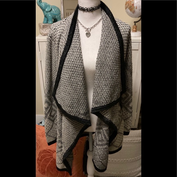 Gray & Black Sweater Coat cardigan Small
